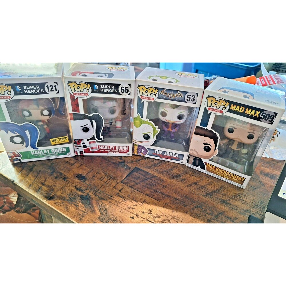 Funko Pop DC Super Heroes - Harley Quinn - Hot Topic #121 AND #66 #53 #509 ‎ (4)